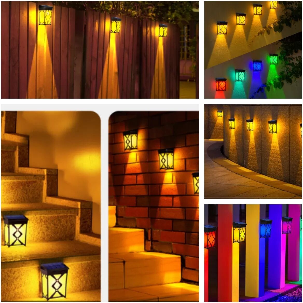 INF Applique Murale Solaire Rétro Double Étoile - Ambiance Blanc Chaud & RGB