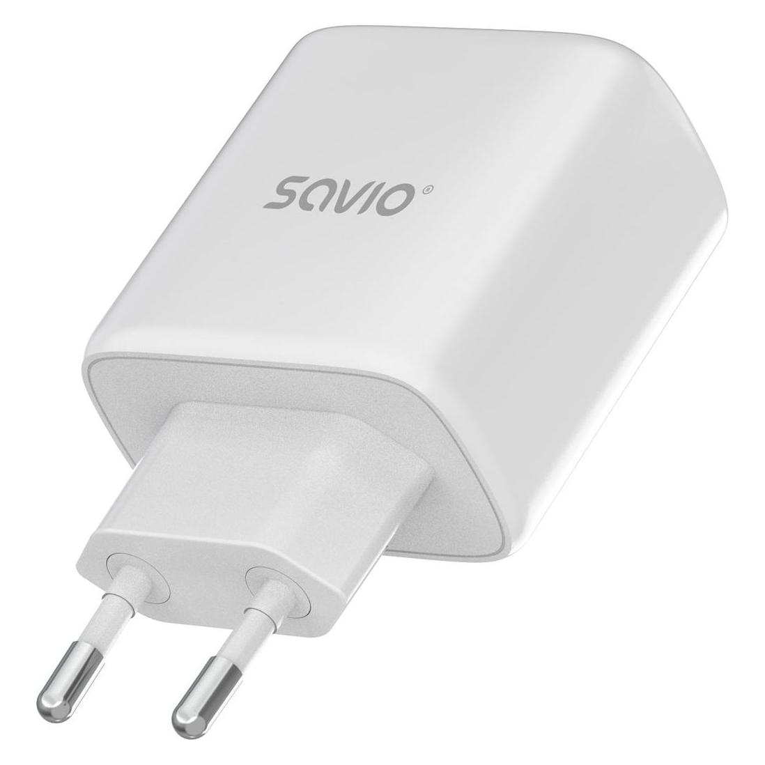 Savio LA-12 Ladegerät für Mobilgeräte Universal Weiss AC Schnellladung Drinnen (20 W, 2 Ports) (LA-12)