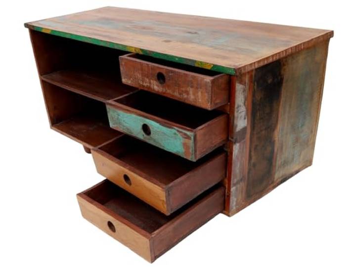 Kommode aus recyceltem Holz, Beistellschrank, Fernsehschrank, Modell 11a Nachhaltiges Design, klare Form, vielseitig einsetzbar, verschiedene Materialien