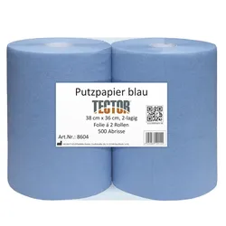 Putzpapier 38x36cm 2-lagig blau - 500 Blatt à 2 Rollen