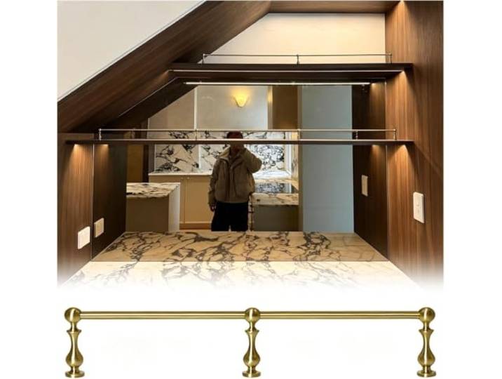 ROBAUN Schiene for Regal, individuelle Länge, dekorative DIY-Regalprojekte, for Vitrinen/Weinzäune/Regal(Natural Brass,58in/147cm)