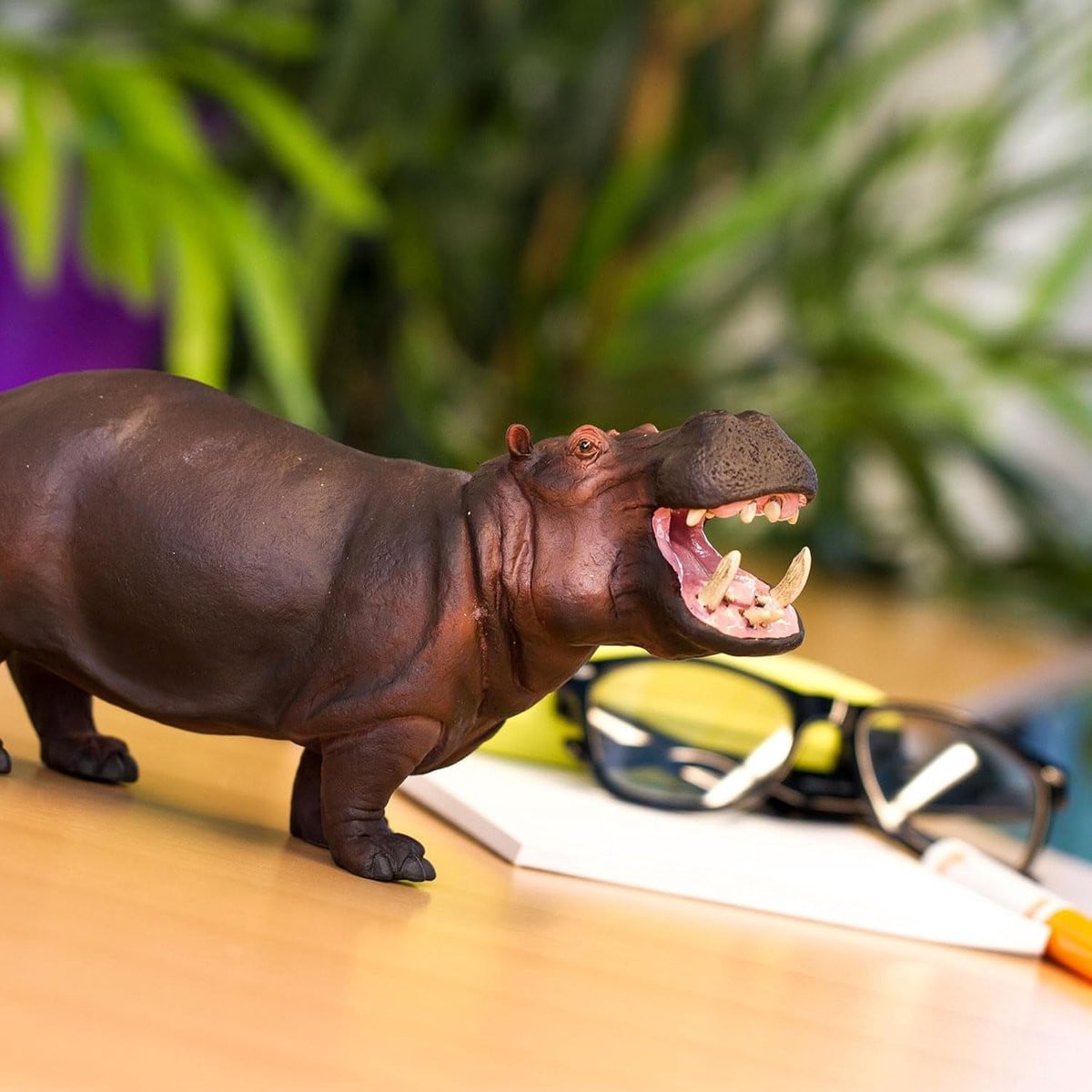 Grijs Nijlpaard Figuur - Wetenschappelijk Accuraat Dier Model voor Decoratie - Hoogte: 12,7 cm