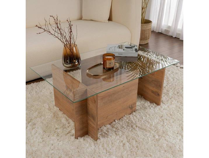 Azriel - Table Basse\, 105x65x40h cm Pin Marron\, Porte-revues