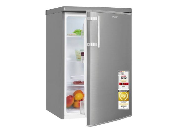 exquisit Vollraumkühlschrank KS516-V-H-040E, 85.5 cm hoch, 55 cm breit, 127 l Nutzinhalt, LED Beleuchtung, 3 Türablagen, Energieklasse