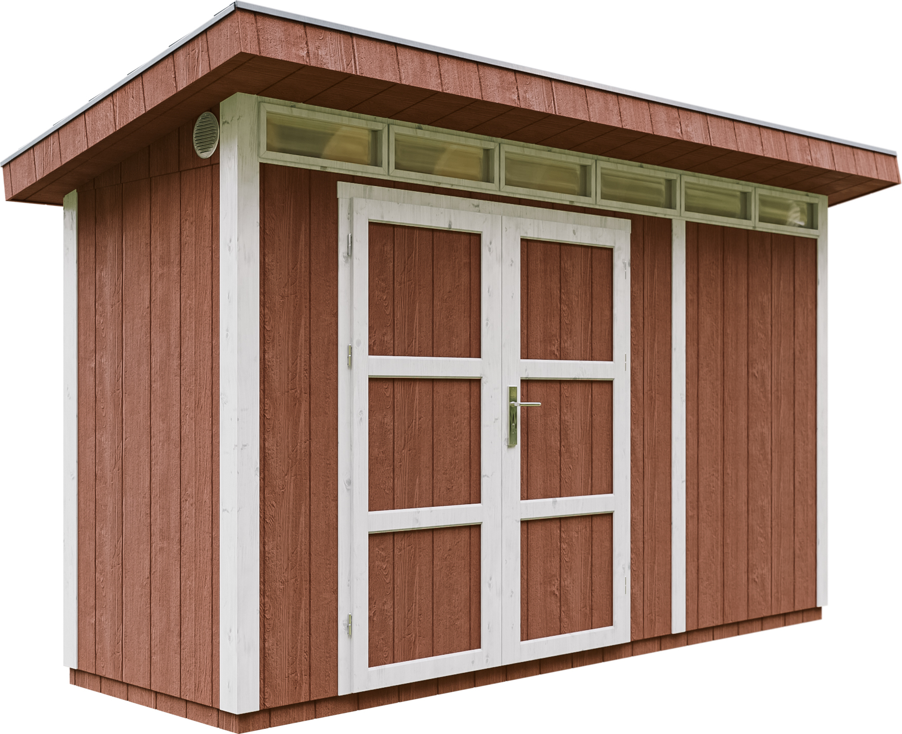 Gartenhaus 4,3m² mit Boden und Bitumenfliesen - Geräteschuppen B161xL411xH239 cm - Gartenhütte TIMBELA M902A - REDWOOD RED