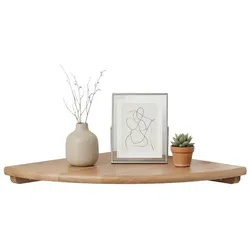 Relaxdays Eckregal Wand Walnussholz Hellbraun