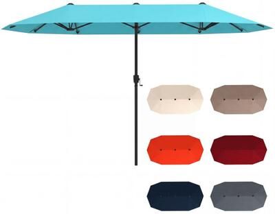 Costway 13 Feet Large Patio Umbrella Outdoor Double-Sided Table Market Umbrella with Crank Handle-Turquoise