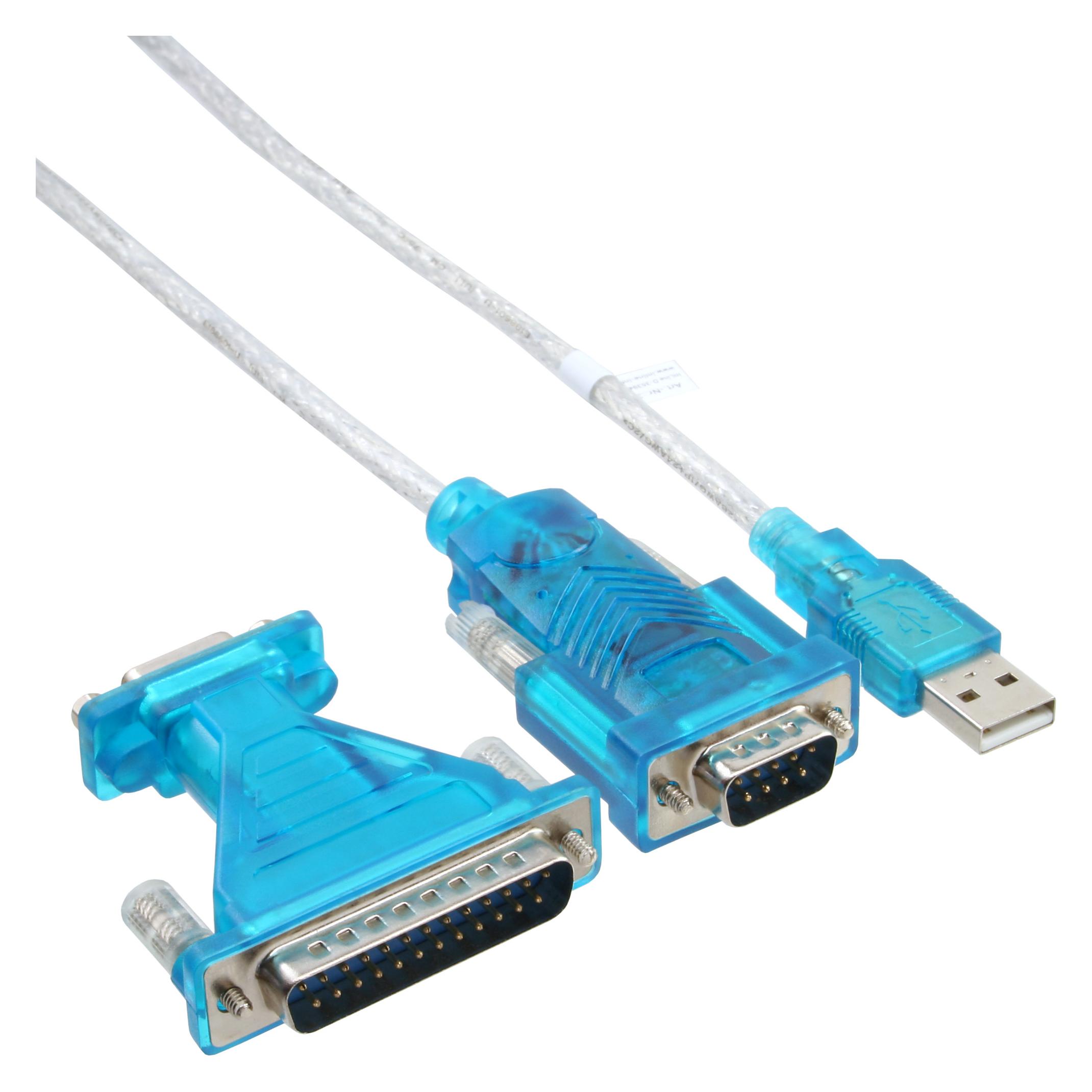 InLine USB-Seriell Adapterkabel USB St A an 9pol St 1,8m mit 9-25pol Adapter (1.80 m) (33396)