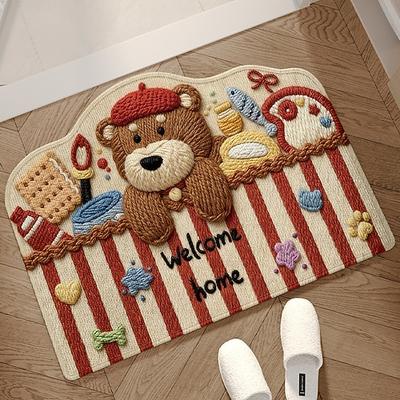 Cartoon-Badezimmerteppich, weiche Strickoptik, saugfähige Fußmatte, rutschfestes Design, vielseitig einsetzbar für Dusche, Schlafzimmer, Eingangsbereich und Zuhause.