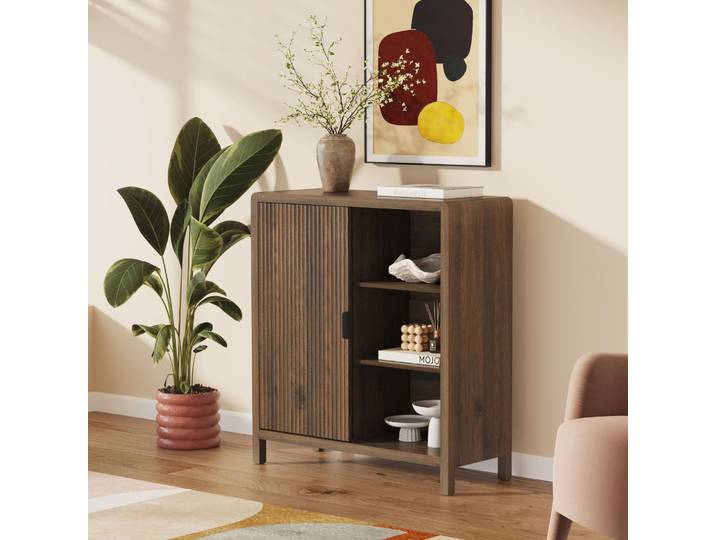 Commode « Lukkodso » avec porte 82 x 75 x 30 cm aspect noyer