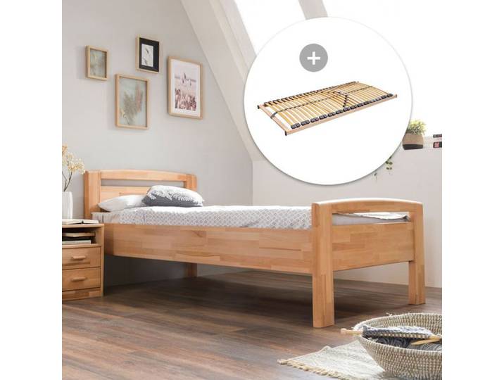 HOMELIV. Seniorenbett Luise Komfort Kernbuche Massivholz 120x200cm Mit Kopfteil