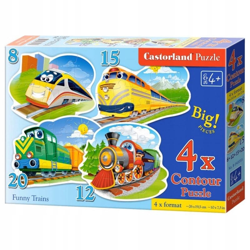 Castorland Puzzel 4 in 1 Funny Trains 43033 (8+12+15+20 stuks)