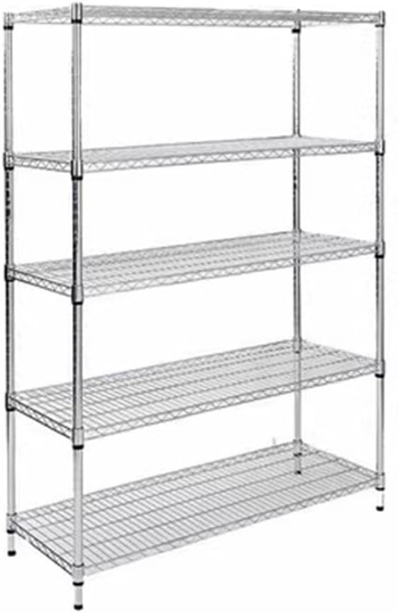 Verstelbare Metalen Opslagplank met Draadrek - Zilver - B/D/H: 120 x 45 x 120 cm