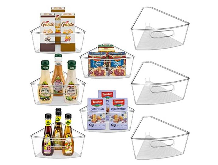JEISSLIA Lazy Susan Schrank-Organizer-Behälter für 66 cm / 71,1 cm / 81,3 cm Durchmesser Ecken, Lazy Susan, Kunststoff-Aufbewahrungsbehälter, 1/8 Keil, lebensmittelecht, BPA-frei, mit rutschfesten
