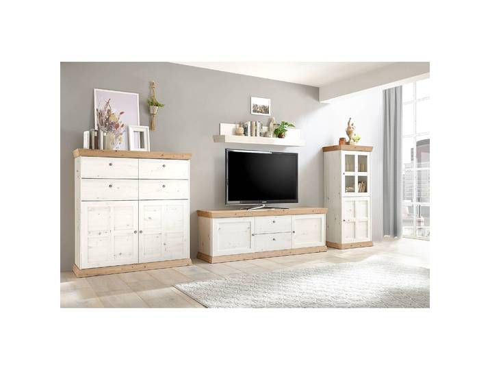 Meuble TV Maiossa II Panneau aggloméré plaxé Blanc/Marron/Imitation pin blanc/Imitation chêne de Navarra 193 x 62 x 44cm