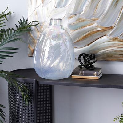 CosmoLiving by Cosmopolitan White Glass Contemporary Vase 16 x 11 x 11