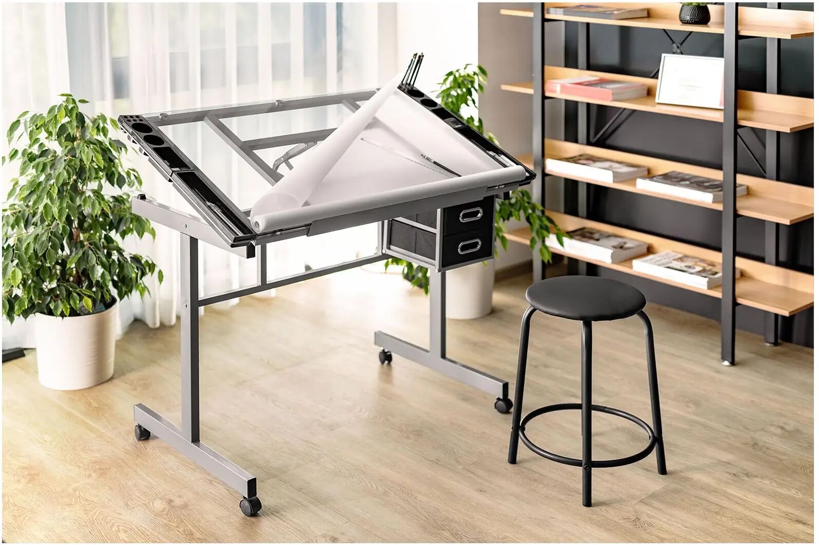 Fromm & Starck Zeichentisch - 104 x 60 cm - neigbar - Glasplatte STAR_DESK_10