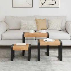 vidaXL Satztische 3-tlg. Massivholz mit Palisander-Finish