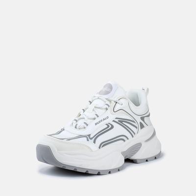 Plateausneaker BUFFALO "CLAW", Damen, Gr. 38, schwarz-weiß (weiß, kombiniert), Lederimitat, Textil, Schuhe Plateausneaker, Chunky-Sneaker, Freizeitschuh in cooler Streetwear-Optik