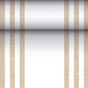 Papstar Tischläufer Royal Collection Lines, 88756, sand / weiß, aus Papiergewebe, auf Rolle, 40 cm x 24 m