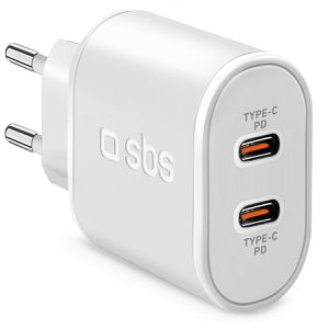 SBS USB-Ladegerät Power Delivery, 20 Watt, 2x USB-C, 2 Ports, Schnellladegerät