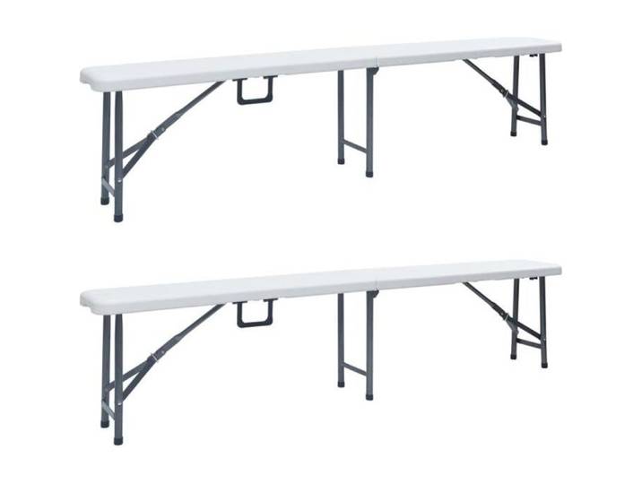 Lot de 2 Bancs de jardin pliables Banc d'extérieur - Banquette de Jardin - 180 cm PEHD Blanc [DK4614998]