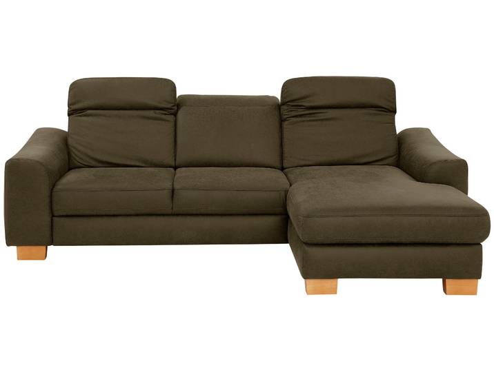 Ecksofa, Luxus-Microfaser, Grün (Olive) 264×170 cm, Kopfteilverstellung, Modern, Home-affaire