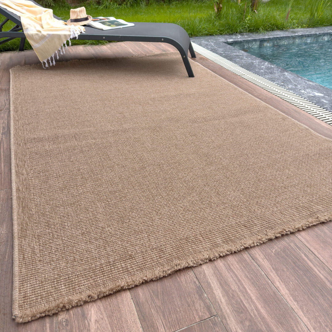 THE RUGS Nature Collection Chequered Indoor / Outdoor Area Rug Beige Rectangle 200 x 290 cm