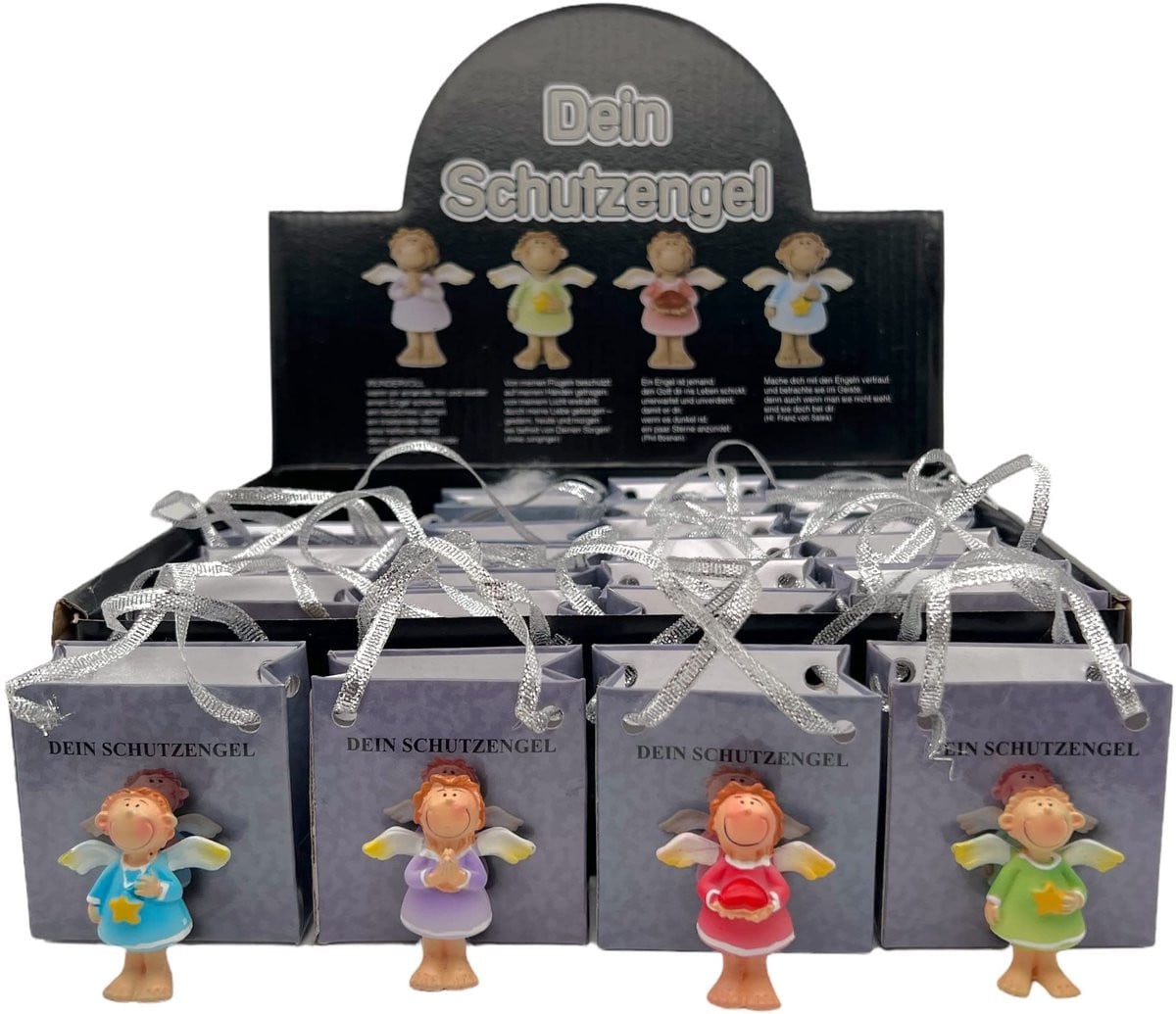 Dailygoods Beschermengel Set 24 Stuks - Handgeschilderde Engeltjes - Geluksbrengers als Raamhangers