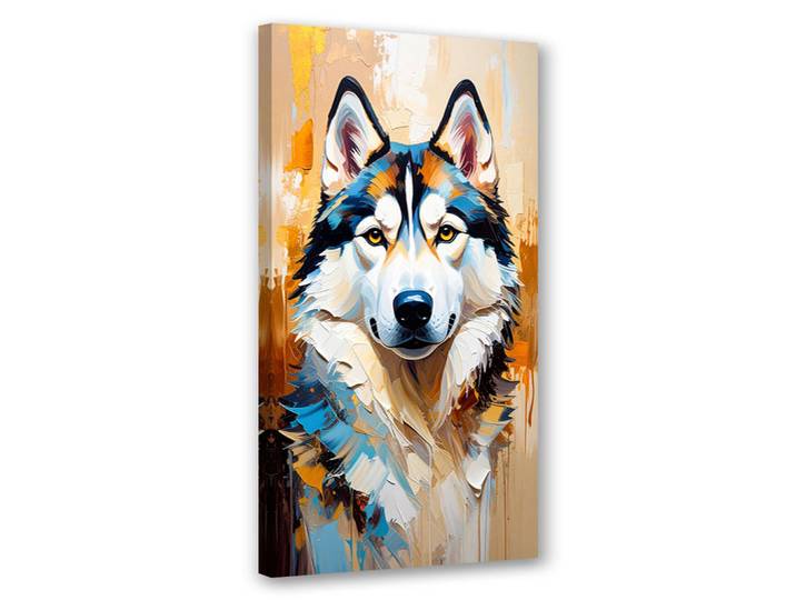 Feeby Leinwandbild Siberian Husky Hund Tier 50x100cm, Beige, Tiere, Rechteckig, 50x100 cm, Bilder & Rahmen, Bilder, Leinwandbilder