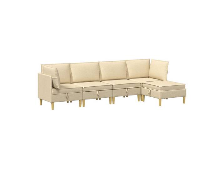 vidaXL Sitzgruppe Modular Sofa Set mit Stauraum 5 stk. Creme Stoff, (5-tlg)