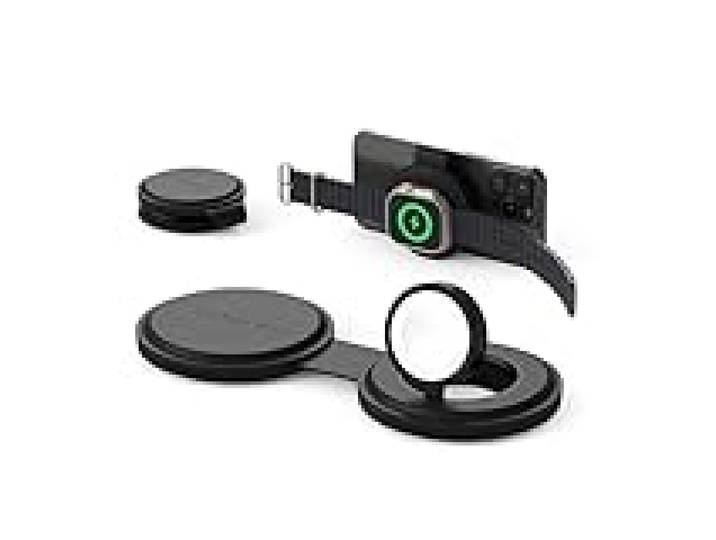 SATECHI OntheGo Chargeur sans Fil Pliable 2 en 1, Qi2 15W, Noir
