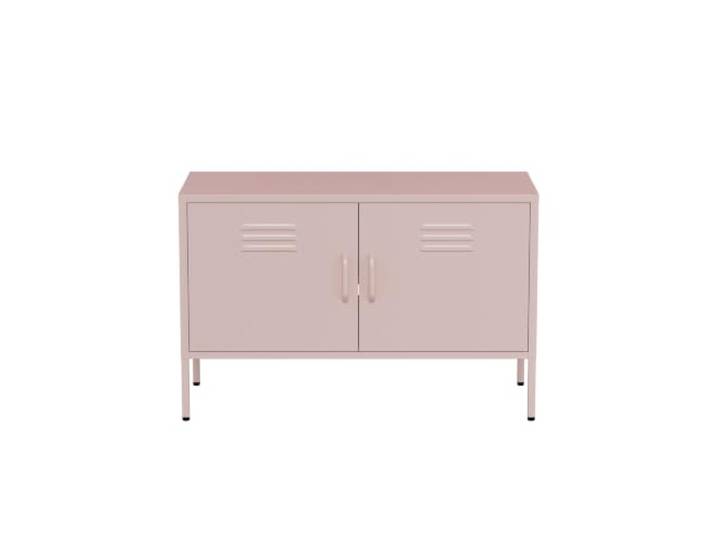 Lendo Online TV Schrank aus Metall - Industrielles Lowboard - 100x40x65 cm - TV Möbel - Fernsehschrank - für Wohnzimmer (Rosa)