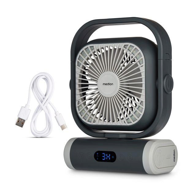 Medion MD12065 E10 TF Camping Ventilator 5 Stufen mit Powerbank Funktion schwarz 50078440