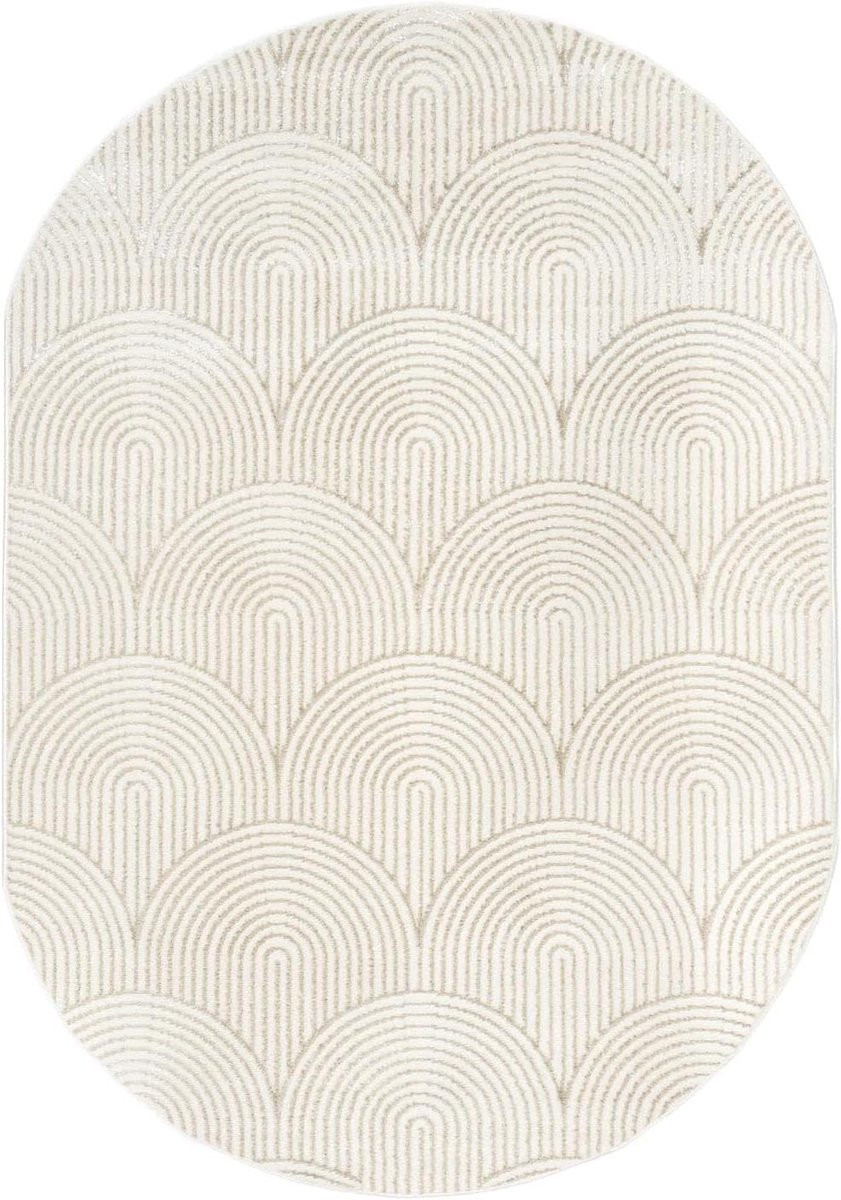 RugVista Art Deco Vloerkleed - Abstract - Wit/Licht Beige - 160 x 230 cm