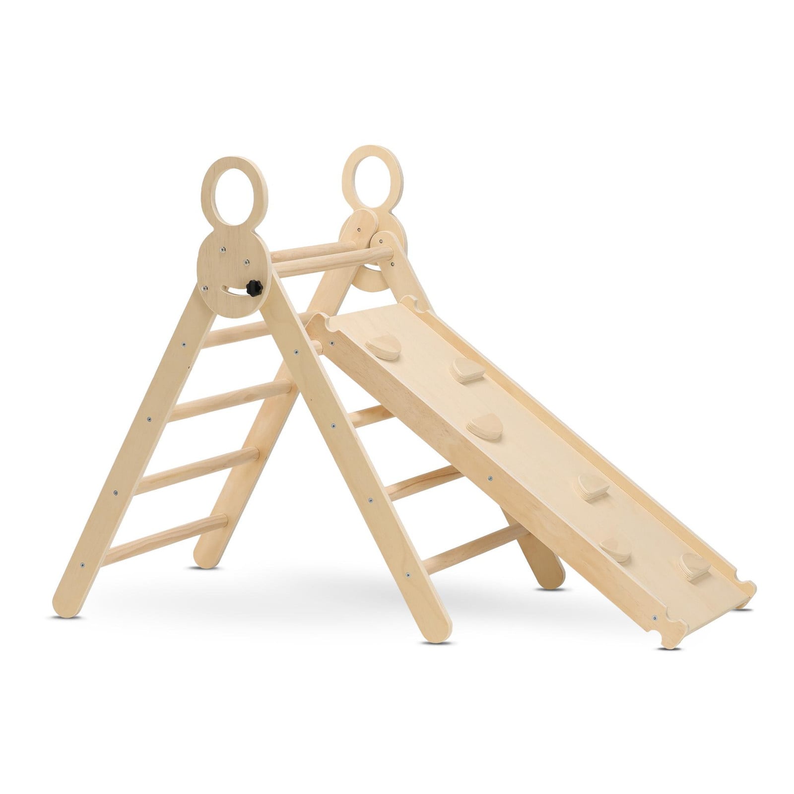 Deryan Luxe Montessori klimdriehoek met klimboog en hellingbaan - Inklapbaar houten speeltoestel