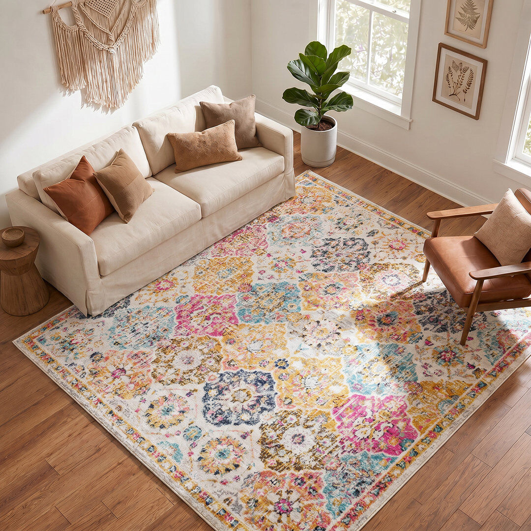 World Menagerie Sterne Machine Woven Beige/Blue/Orange/Pink/Teal/Yellow Indoor Rug Orange;Teal;Pink;Yellow;Beige;Blue Rectangle 160 x 220 cm