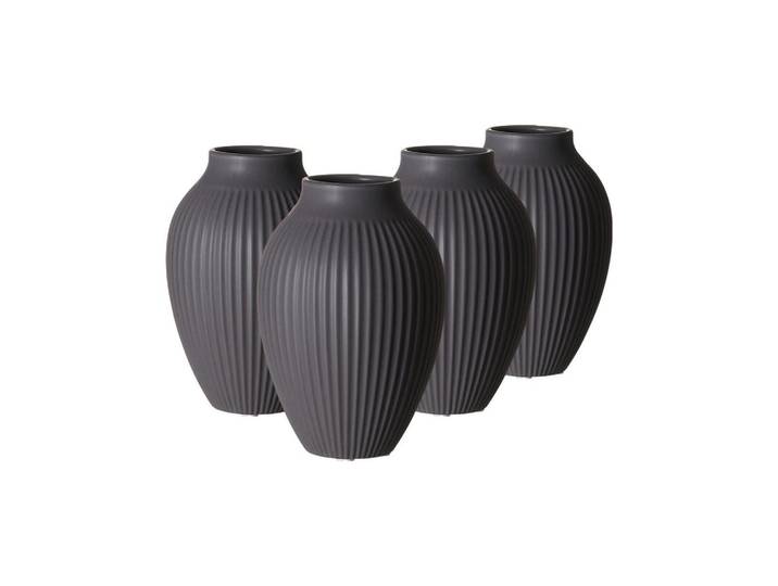 Ritzenhoff Breker Vasen Alsta Grau 15 cm 4er Set, Keramik, 15 cm, Dekoration, Vasen, Keramikvasen