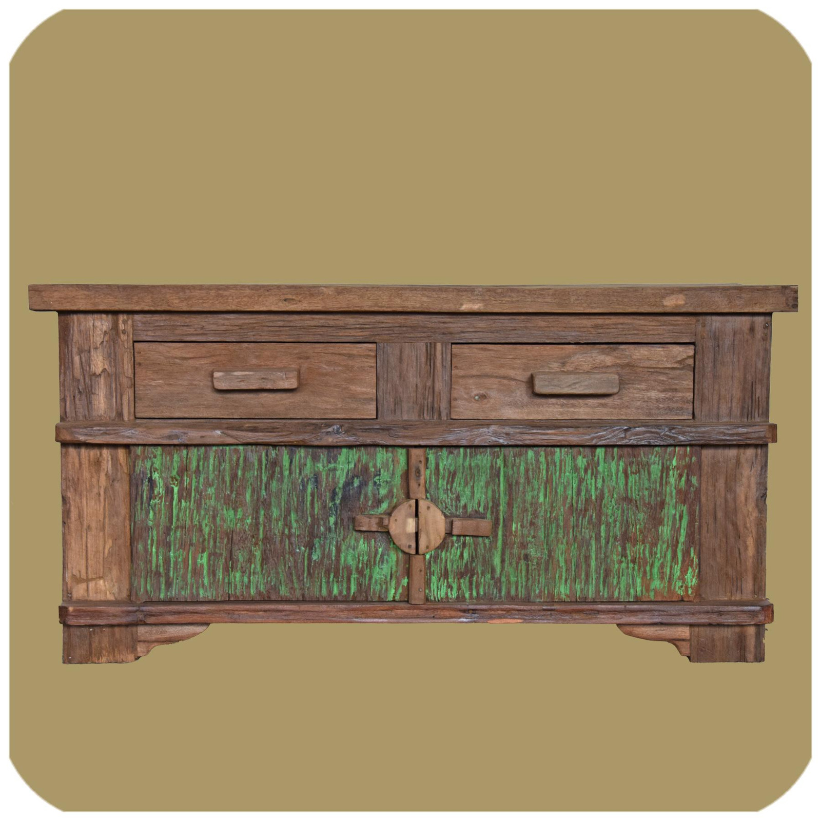 Simandra Borneo 2 Alt-Teak commode in massief hout met shabby chic stijl