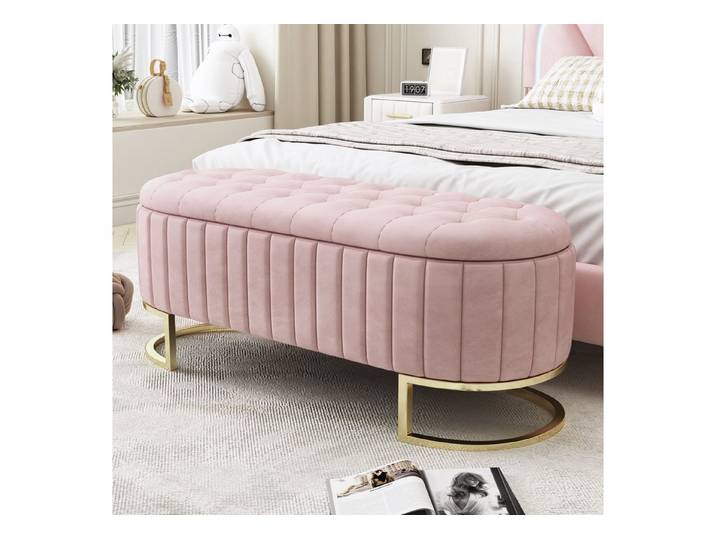 Flieks Polsterbank, Stauraum Polsterhocker Fußbank Sofabank 120x40x43cm Samtstoff