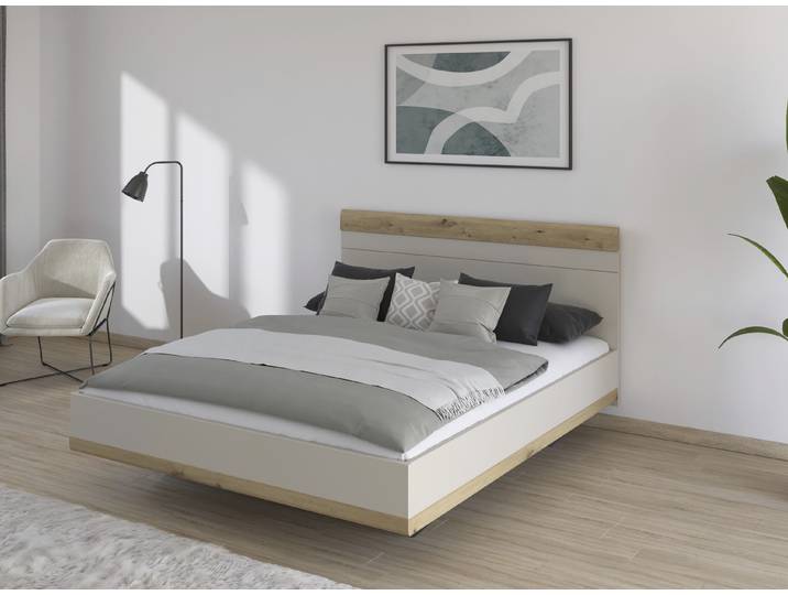rauch Bett Doppelbett Holzbett SAJO mit Farb-Absetzungen in komfortabler Sitzhöhe MADE IN GERMANY