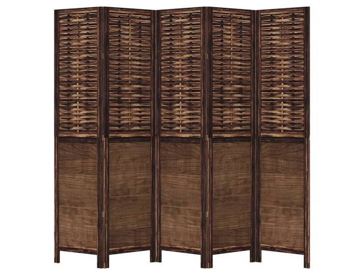 vidaXL Paravent 40 x 180 cm Paravent Trennwand 5-tlg Raumteiler Dunkelbraun Massivholz