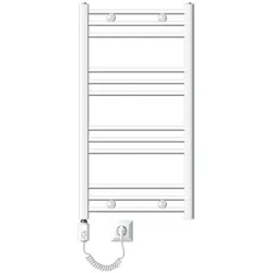 LuxeBath ECD Germany Elektrischer Badheizkörper 500x800 mm Weiß, gerade, Heizstab 300W ECO, Seitenanschluss