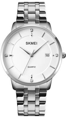 Everyday Crate SKMEI 1801 Mens Quartz Watch Casual Calendar Waterproof Wristwatch silver Steel Belt