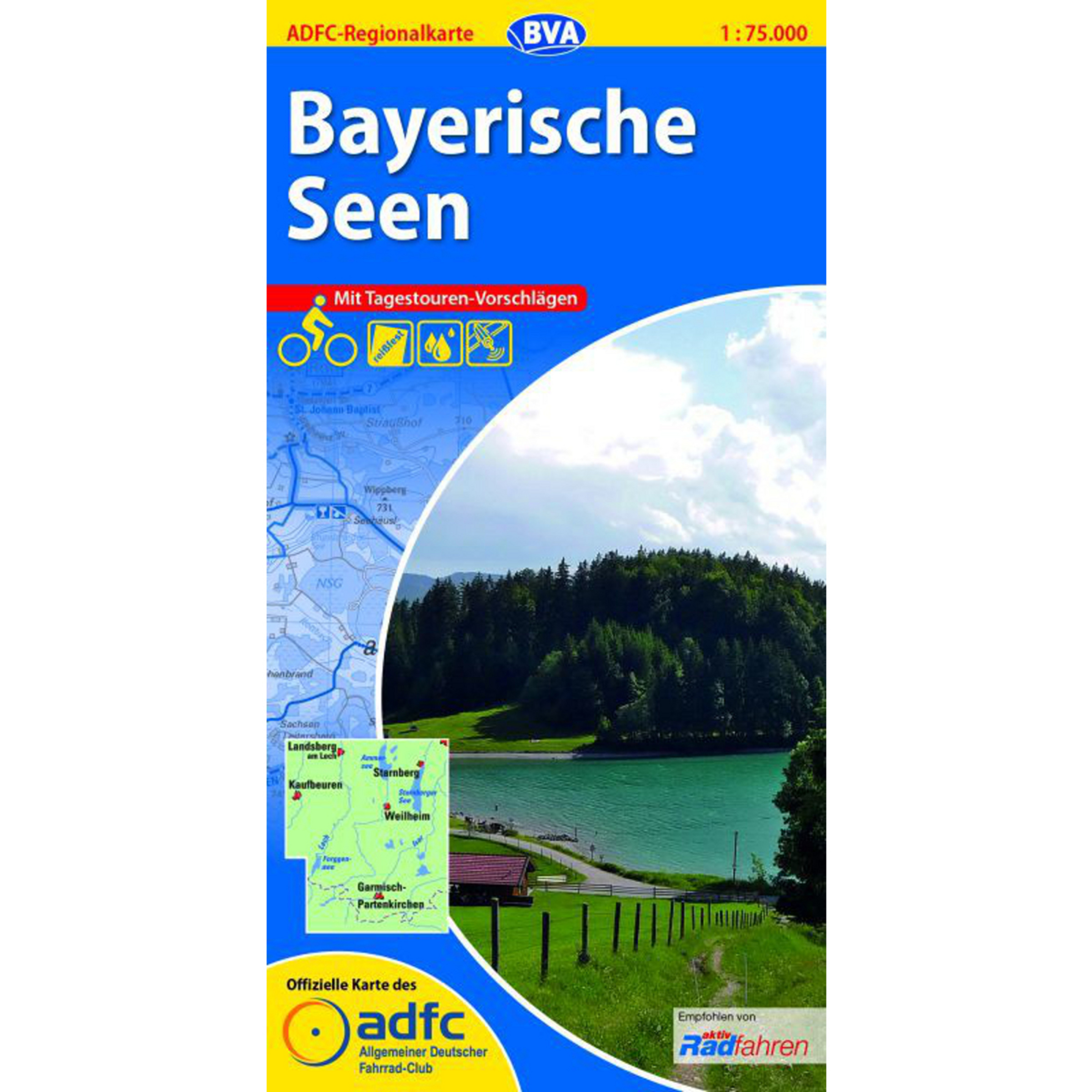 Bielefelder Verlag Bayerische Seen ADFC-Regionalkarte Topografische Karten