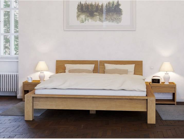 Eichenbett „Hanna“ 200 x 200 cm Massivholz Eiche