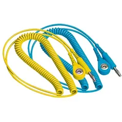 Spiralkabel mit Bananenstecker, ESD, hellblau, Anschlussart DK 10mm - hellblau