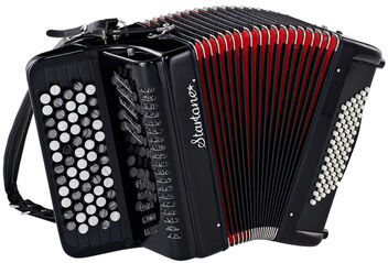 Startone Button Accordion C-System BK Schwarz mit rotem Balg