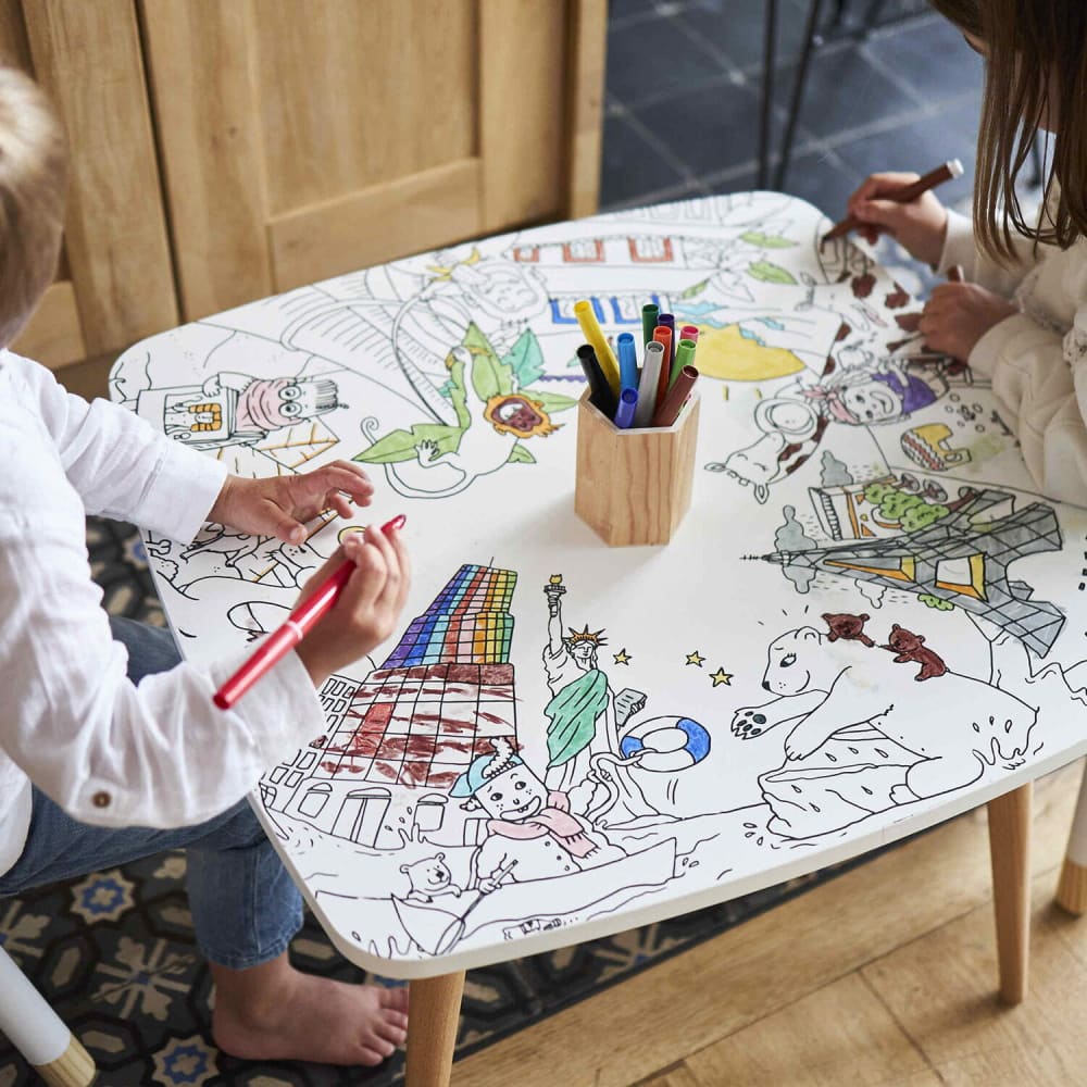 sweeek Le voyage formidable table enfant à colorier Blanc 60x40x60cm