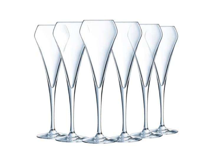 Chef & Sommelier - Collection Open'Up - 6 flûtes Effervescent de 20 cl en Cristallin - Verres Modernes et Élégants - Résistance Hors Norme - Transparence Absolue
